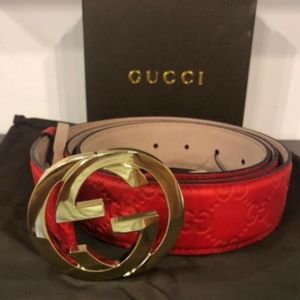 Red Gucci belt